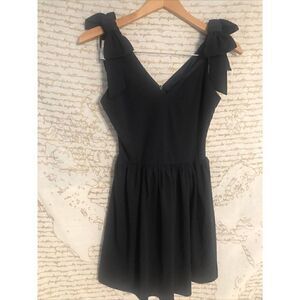 NWT Aqua Bloomingdales Women's Small Fit Flare Sleeveless Dress Navy Blue Bows J